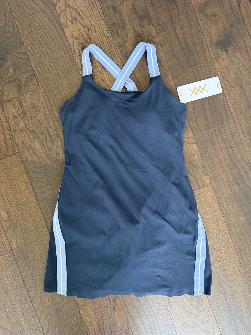 NWT RHONE Retro Revive Navy Dress with Light Blue Straps - Sz Small